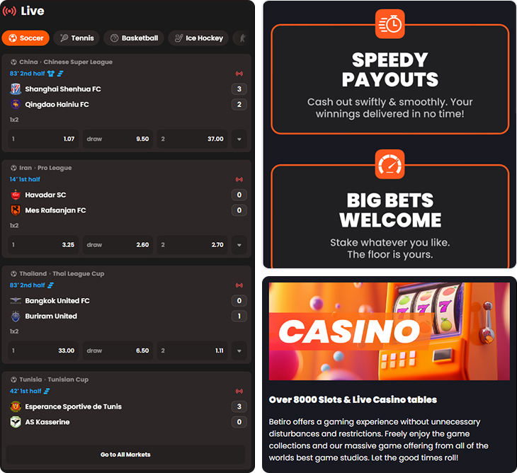 Betiro Casino functies