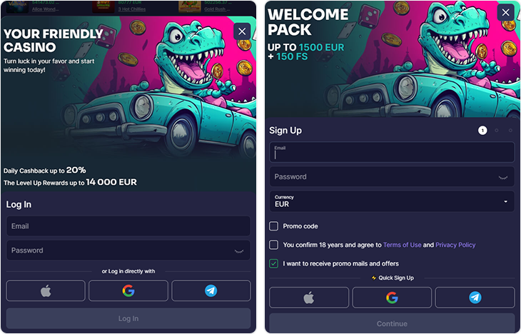 Binobet Casino inloggen en registratie