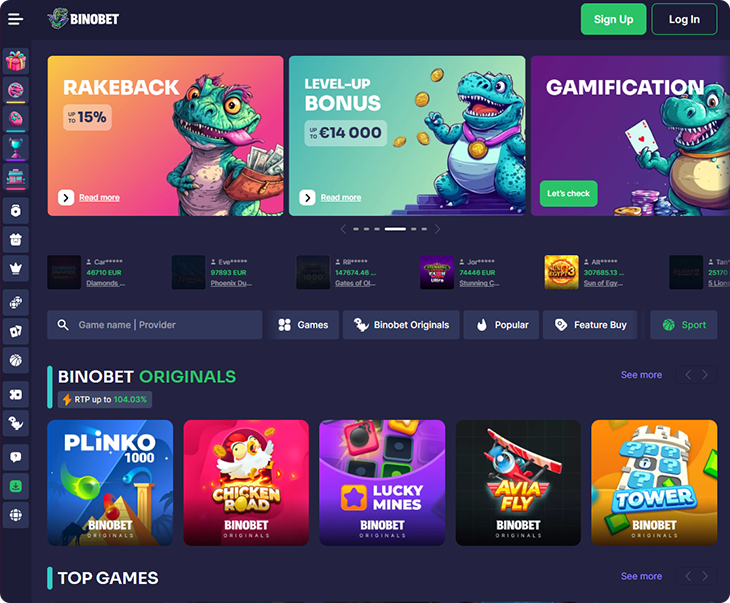 Binobet Casino ontwerp