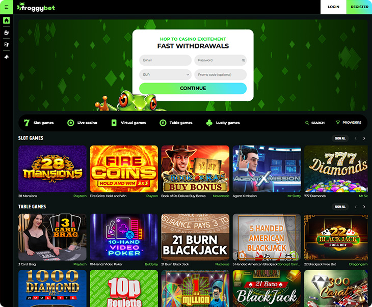 Froggybet Casino ontwerp