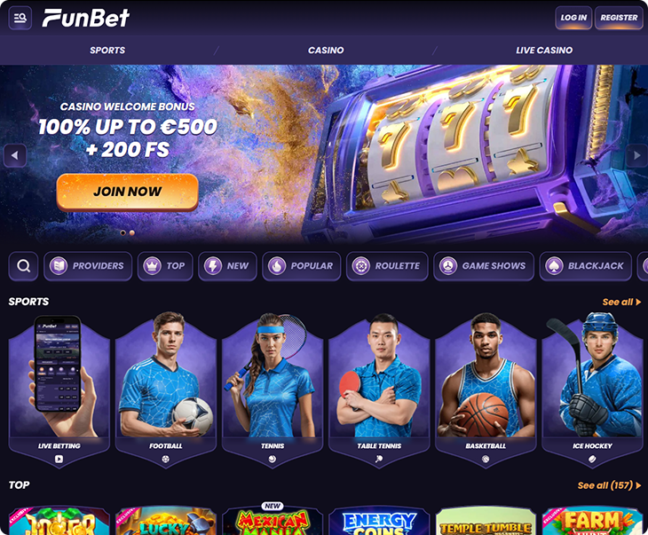 Funbet Casino ontwerp