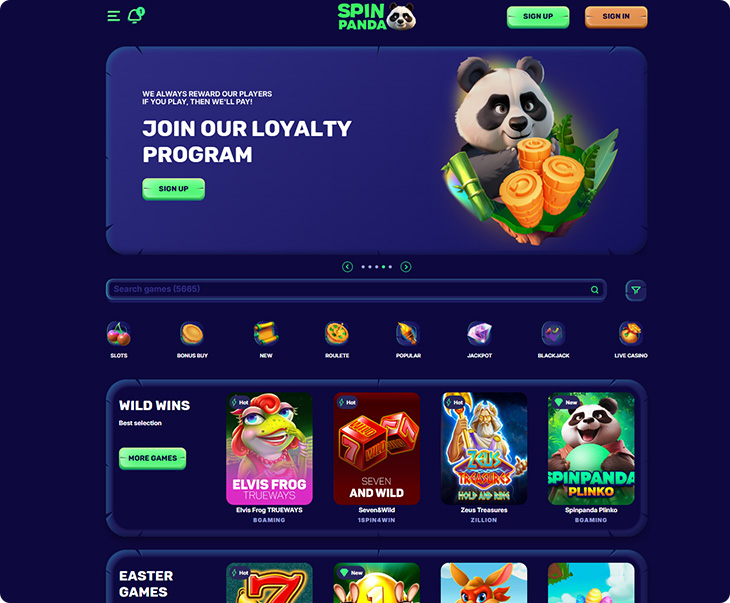 SpinPanda Casino ontwerp