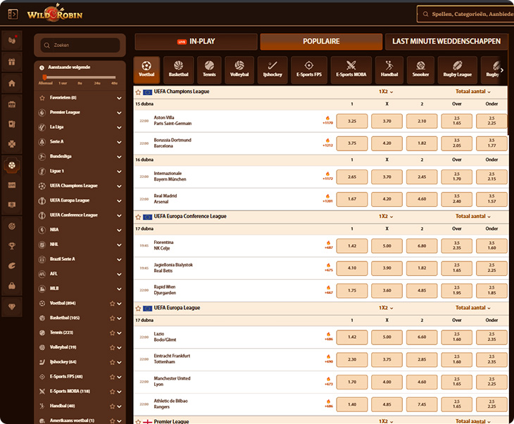 WildRobin Casino sportweddenschappen
