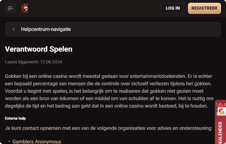 LegionBet Casino Verantwoord Spelen