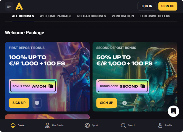 AmonBet Casino Promoties
