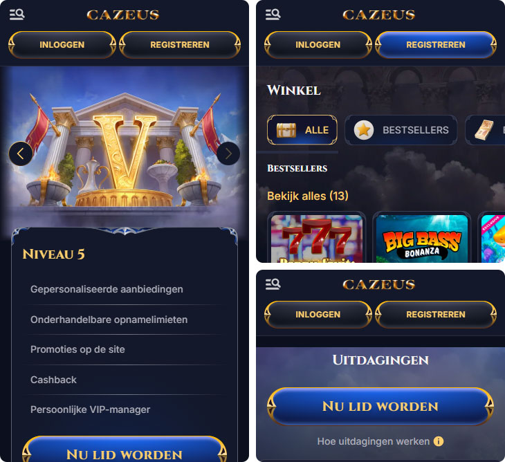 Cazeus Casino Functies