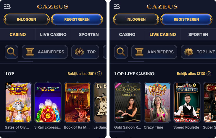 Cazeus Casino Gokkasten
