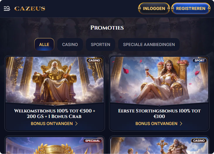 Cazeus Casino Promoties