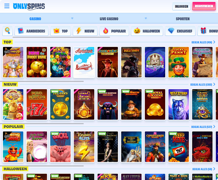 OnlySpins Casinospellen
