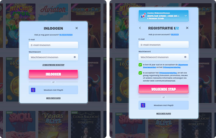 OnlySpins Login en Registratie