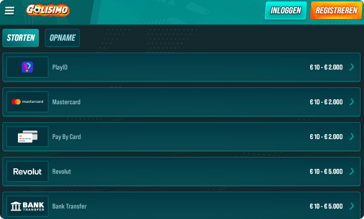 Golisimo Casino Stortingsmethoden